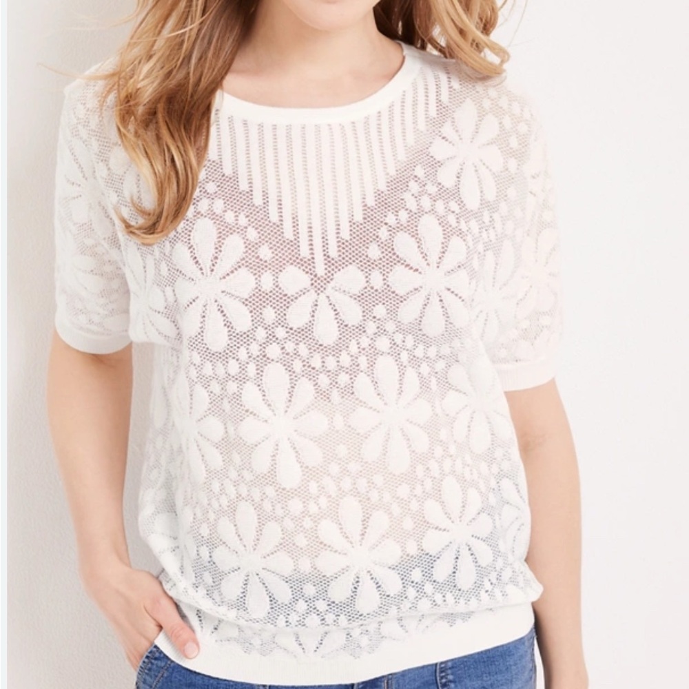 NWT Maurice’s White Floral Lace Top, Size XXL